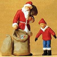 Preiser Santa Claus with Toy Bag & Child Model Railroad Figures O Scale #65335