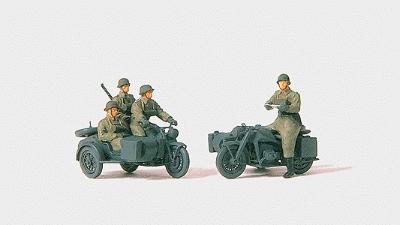 Preiser German Army WWII Motorcycle Troops Model Railroad Figures 1/72 Scale #72538