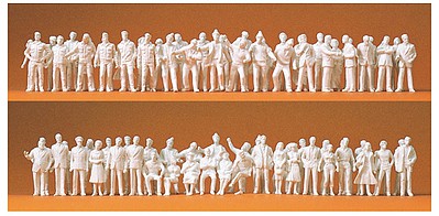 Preiser Assorted Unpainted Pedestrians Model Railroad Figures 1/100 Scale #74090
