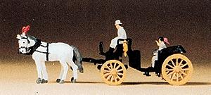 Preiser Horse-Drawn Black Open Carriage Model Railroad Vehicle N Scale #79481