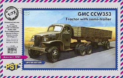 PST GMC CCW353 Tractor w/Semi-Trailer Plastic Model Military Truck Kit 1/72 Scale #72064
