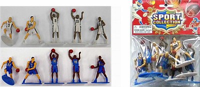 Playsets Basketball Action Figure Playset (10 Total. 5 White, 5 Blue Figures 2.5) (Bagged)