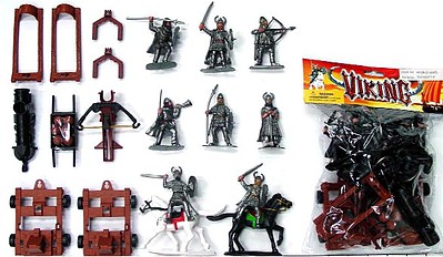 Playsets 1/32 Vikings & Armor Figure Playset (6 w/Weapons, 2 Horses, Crossbow Launcher & Cannon) (Bagged)