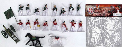 Playsets 1/32 Russian 1800s Infantry Figure Playset (16 w/Weapons, 2 Horses & Cannon) (Bagged)