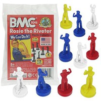 Playsets 54mm Rosie the Riveter Figure Set (Red/White/Blue/Yellow) (12pcs) (Bagged) (BMC Toys)