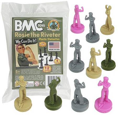Playsets 54mm Rosie the Riveter Figure Set (Green/Tan/Grey/Pink) (12pcs) (Bagged) (BMC Toys)