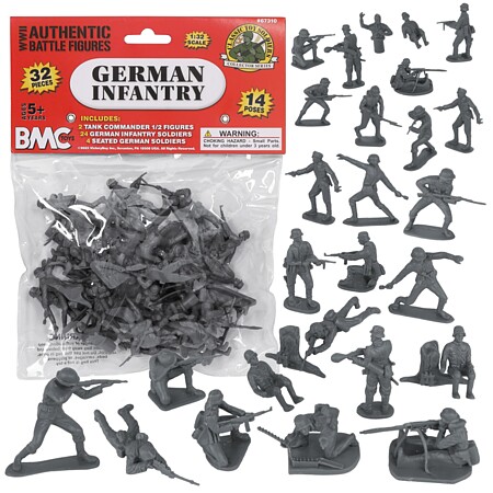 Playsets 54mm WWII German Infantry Figures Playset (32pcs) (Bagged) (BMC Toys)