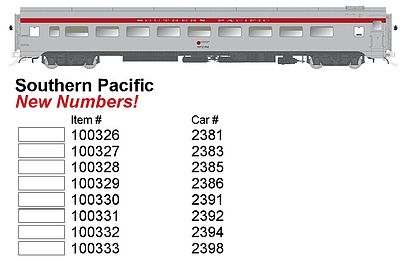 Rapido CC&F Lightweight Coach Southern Pacific #2392 HO Scale Model Train Passenger Car #100331