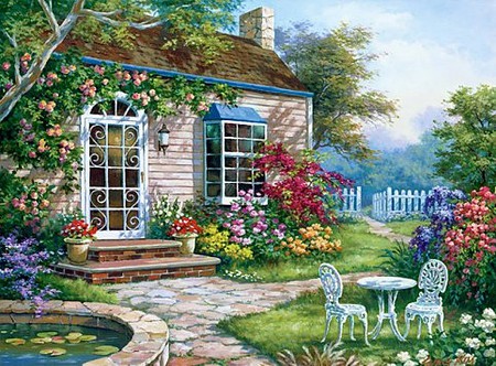 Royal-Brush Spring Patio (Cottage Scene) Paint by Number Age 8+ (11.25x15.375)