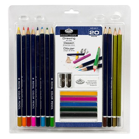 Royal-Brush Essentials Drawing Pencil Art Set in Clamshell Package (20pc)