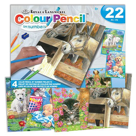 Royal-Brush Animals (Pets) Pencil by Number 22pc Activity Set (4 Projects) Age 8+ (8x10)