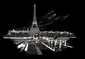 Silver Foil Engraving Art Eiffel Tower
