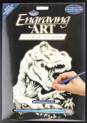 Royal-Brush Glow/Dark Foil Engraving Art T-Rex Scratch Art Metal Art Kit #glo12