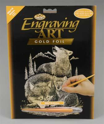 Royal-Brush Gold Foil Engraving Art Wolves Scratch Art Metal Art Kit #golf18