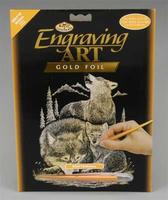 Gold Foil Engraving Art Wolves