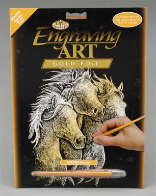 Royal-Brush Gold Foil Engraving Art Horses Scratch Art Metal Art Kit #golf20