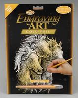 Gold Foil Engraving Art Horses