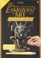 Gold Foil Engraving Art Lion Gargoyle