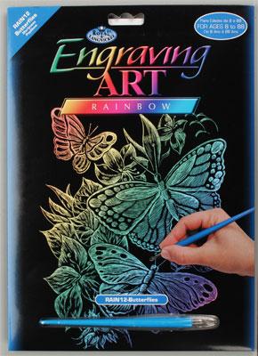 Royal-Brush Rainbow Foil Engraving Butterflies Scratch Art Metal Art Kit #rain12
