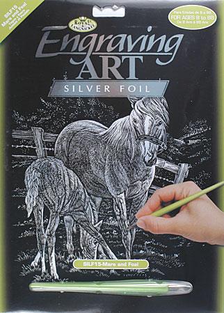 Royal-Brush Silver Foil Engraving Art Mare & Foal Scratch Art Metal Art Kit #silf15