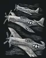 Silver Engraving Art Fighter Planes