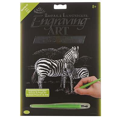 Royal-Brush Silver EA Zebras Scratch Art Metal Art Kit #silf39