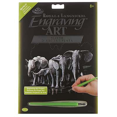 Royal-Brush Silver EA Elephant Herd Scratch Art Metal Art Kit #silf40