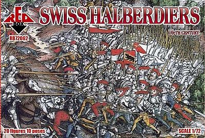 Red-Box Swiss Infantry Halberdiers XVI Century Plastic Model Military Figures 1/72 Scale #72062