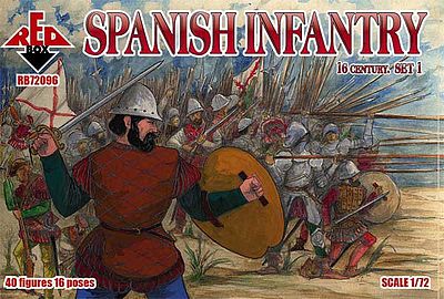 Red-Box Spanish Infantry XVI Century Set #1 (40) Plastic Model Military Figures 1/72 Scale #72096