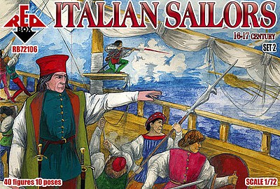 Red-Box Italian Sailors XVI-XVII Century Set #2 Plastic Model Military Figures 1/72 Scale #72106