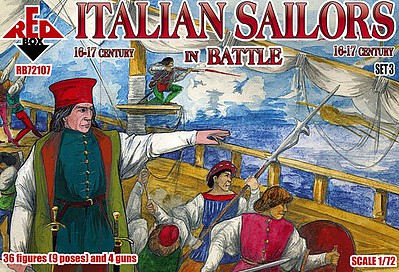 Red-Box Italian Sailors in Battle XVI-XVII Century Plastic Model Military Figures 1/72 Scale #72107