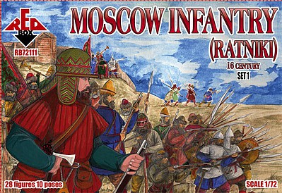 Red-Box Moscow Infantry (Ratniki) XVI Century Set 1 Plastic Model Military Figure 1/72 Scale #72111