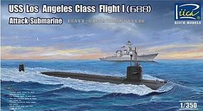 Riich USS Los Angeles Class Flight I 688 Attack Sub Plastic Model Military Ship Kit 1/350 #28005