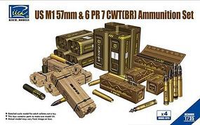 Riich US M1 57mm & 6 PR7 CWT(BR) Ammunition Set Plastic Model Weapon Set 1/35 Scale #30009