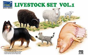 Riich Livestock Set Vol.1 (36) Plastic Model Animal Figure Kit 1/35 Scale #35007