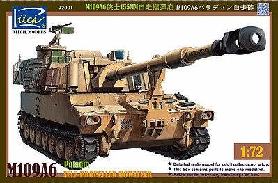 Riich M109A6 Paladin Self-Propelled Howitzer Plastic Model Military Tank Kit 1/72 Scale #72001