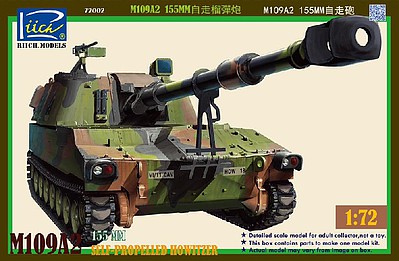 Riich M109A2 155mm Self-Propelled Howitzer Plastic Model Military Tank Kit 1/72 Scale #72002