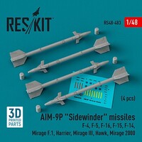 Reskit 1/48 Reskit AIM-9P Sidewinder missiles (4 pcs) (3D Printed) (1/48)