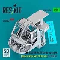 Reskit 1/35 Reskit CH-54A (S-64E) Tarhe cockpit (Basic edition with 3D decals) for ICM kit 3D printed model kit