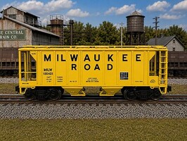 Ready-Made O 2 Bay Covered Hopper Milw.Rd.