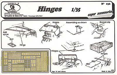 Royal-Model Hinges, various types (Photo-Etch) Plastic Model Military Diorama Accessory 1/35 Scale #36