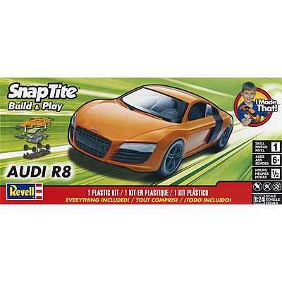 Revell-Monogram Audi R8 Orange Snap Tite Plastic Model Car Kit 1/24 Scale #851699