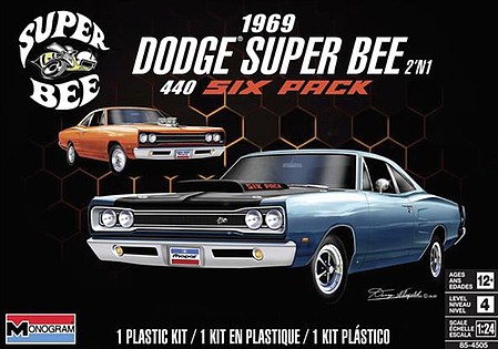 Revell-Monogram 69 Dodge Superbee 2n1 Plastic Model Car Kit 1/24 Scale #854505