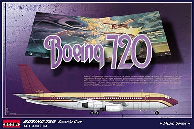 Roden B720 Starship One Led Zeppelin, Deep Purple Tour Airliner Plastic Model Kit 1/144 #314