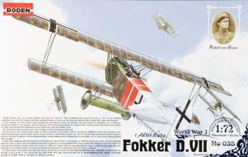 Roden Fokker D.VII ALB Late Plastic Model Airplane Kit 1/72 Scale #rd0035