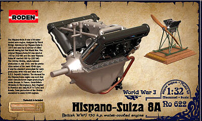 Roden Hispano Suiza 8A Engine Plastic Model Engine Kit 1/32 Scale #rd0622