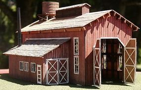 RS-Laser Engine House with door HO Scale Model Railroad Building #2003