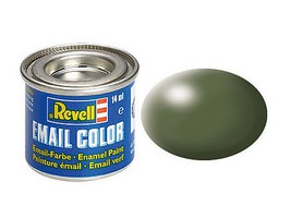 Revell-Germany 14ml. Enamel Olive Green Silk Tinlets Hobby and Model Enamel Paint #32361