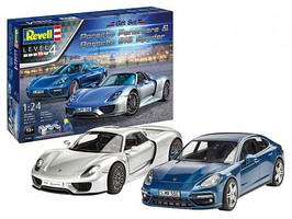 Porsche Panamera & 918 Spyder Cars (2 Kits) Plastic Model Car Kit 1/24 Scale #5681
