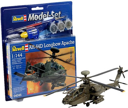 Revell-Germany AH64D Longbow Apache Helicopter Plastic Model Airplane Kit 1/144 Scale #64046